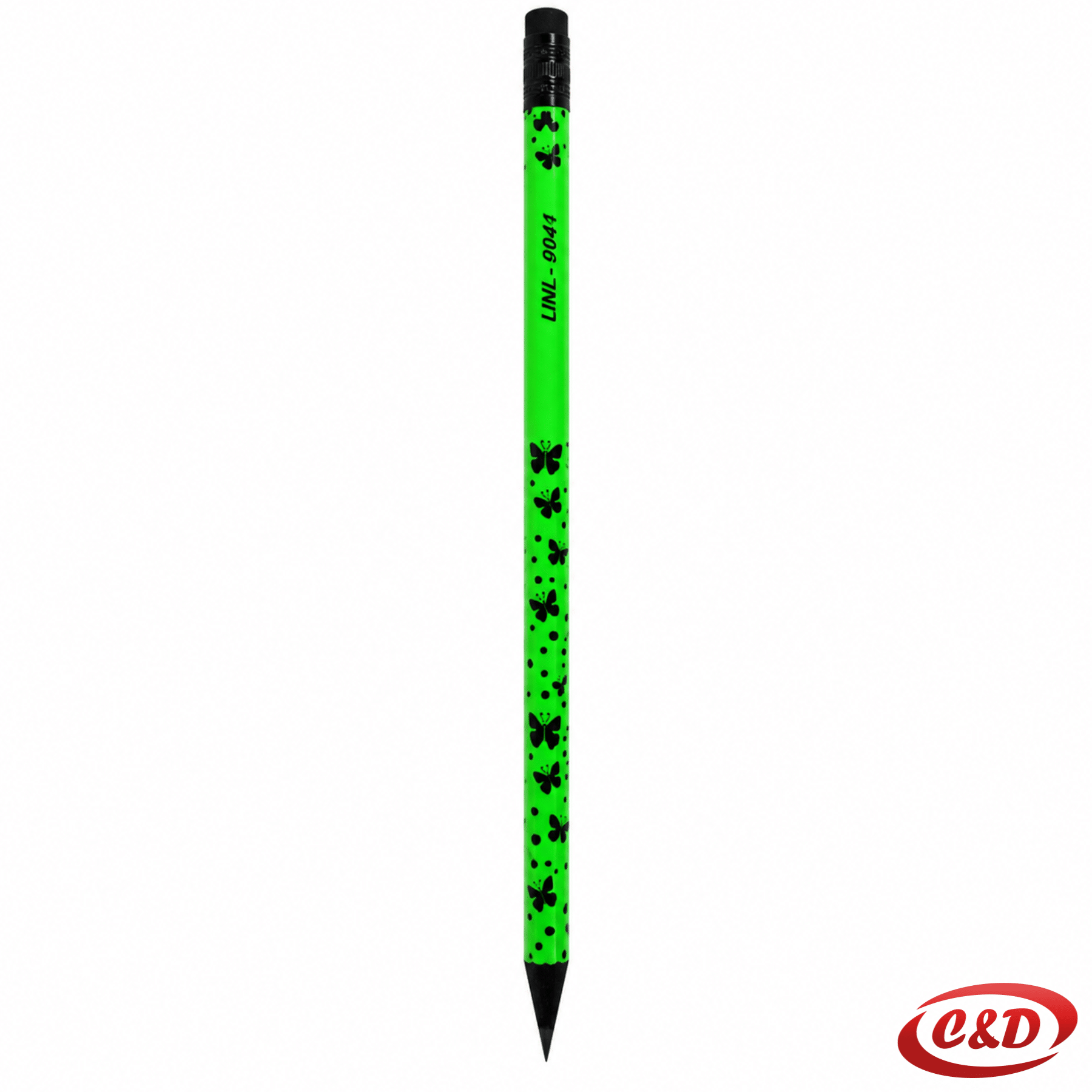 Uni Line Premium Quality UNL-0941 zelena grafitna olovka s motivom crnih leptira i crnom gumicom