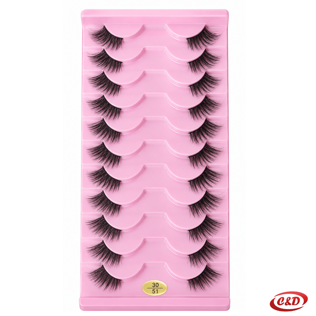 Crne umjetne trepavice 3D/06 Cat-Eye, 10 pari