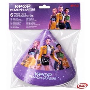 Ljubičaste K-pop party kapice od papira, 6 komada, visine 16 cm