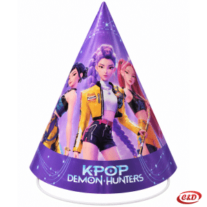 Ljubičaste K-pop party kapice od papira, 6 komada, visine 16 cm