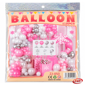 Balon luk set ZJJ-050 sa 112 dijelova u rozoj, bijeloj i sivoj boji