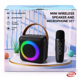 Crni mini bežični karaoke zvučnik K1 sa mikrofonom 6 W