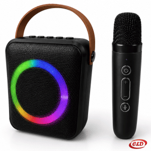 Crni mini bežični karaoke zvučnik K1 sa mikrofonom 6 W