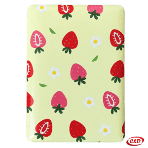 Žuto-crveno preklopno putno ogledalo s motivom jagoda 8 × 6 cm