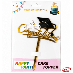 Zlatno-crni topor za tortu Diploma visine 17 cm