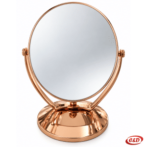 Dvostrano stolno ogledalo Rose Gold na stalku promjera 17 cm