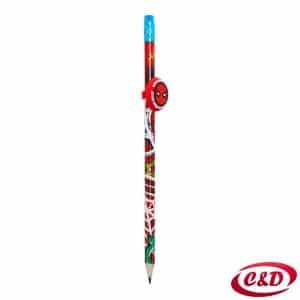 Crvena drvena HB olovka Spider-Man s plavom gumicom i 3D Spider-Man figuricom