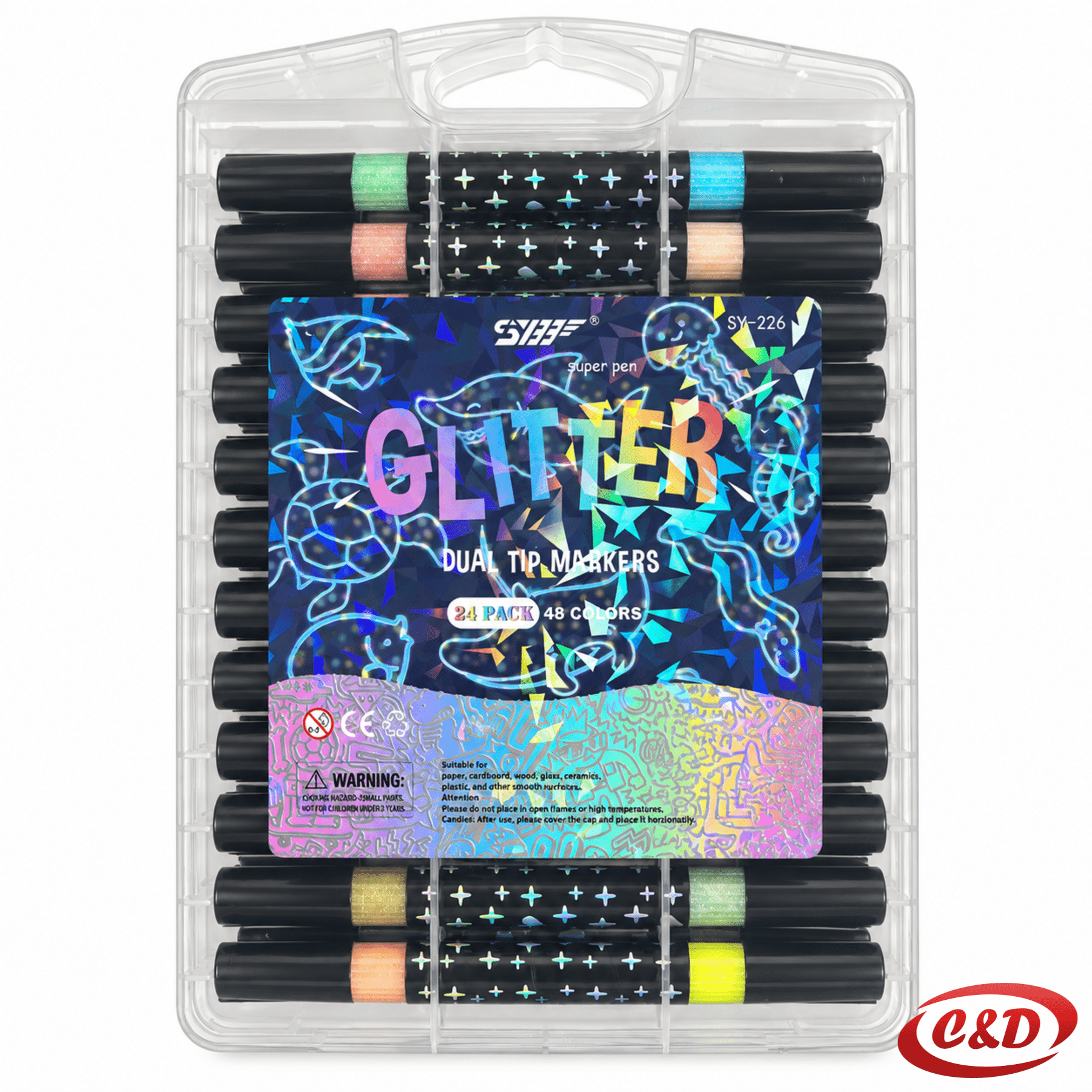 Glitter Duo markeri s dvije boje u jednom markeru, 24 komada i 48 boja