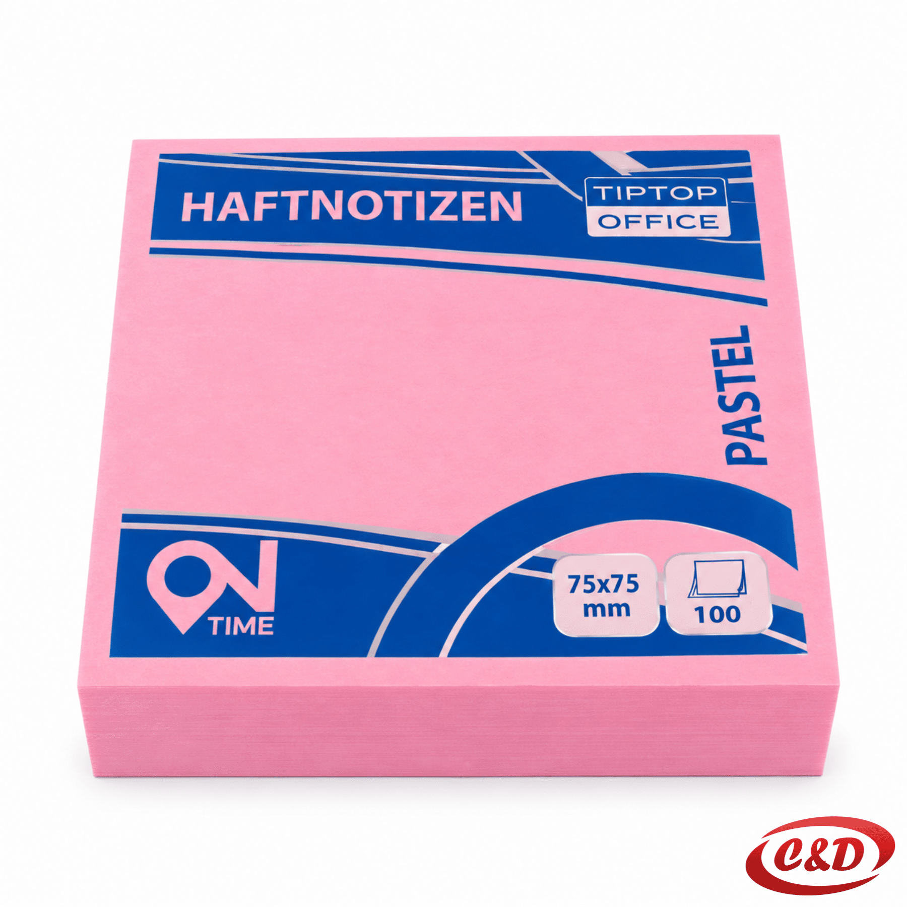 Tip Top Office pastelni samoljepljivi papirići 7,5 × 7,5 cm u rozoj boji