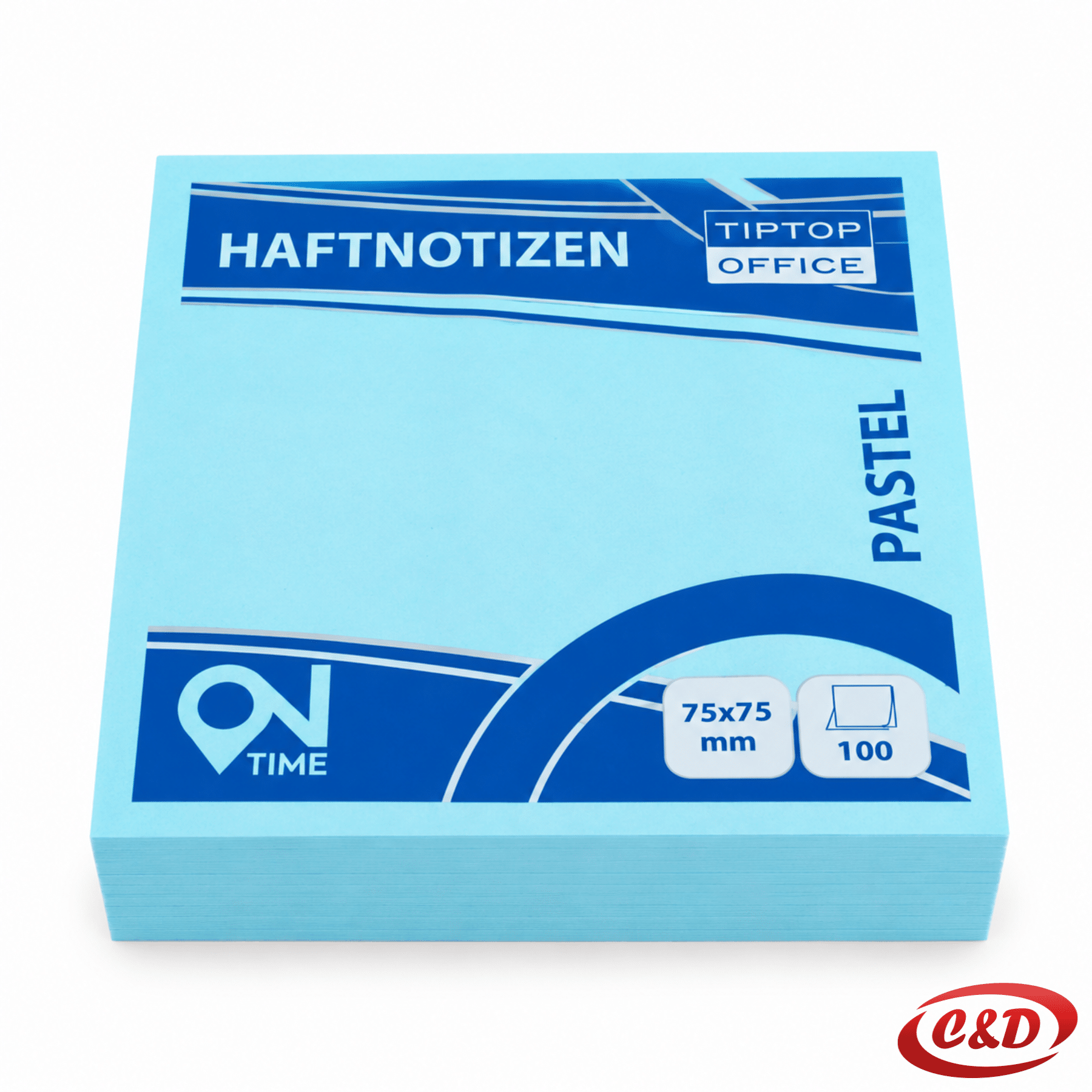 Tip Top Office pastelni samoljepljivi papirići 7,5 × 7,5 cm u plavoj boji