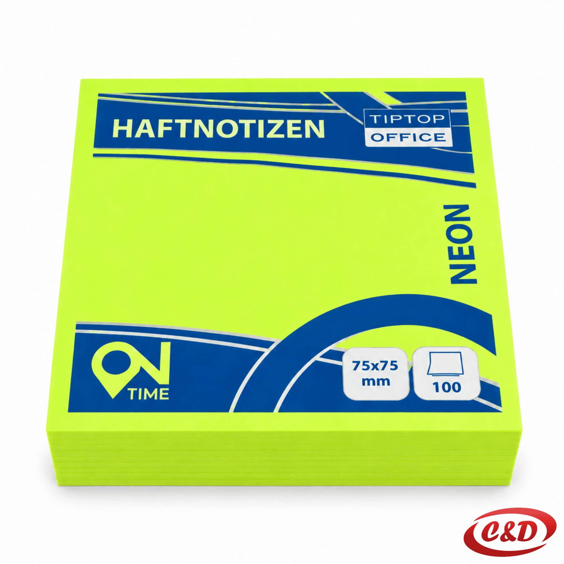 Tip Top Office neon zeleni samoljepljivi papirići 7,5 × 7,5 cm