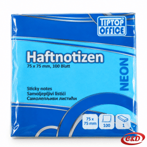 Tip Top Office neon plavi samoljepljivi papirići 7,5 × 7,5 cm