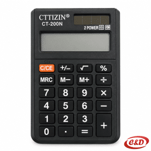 Crni Cttizin CT-200N kalkulator s 8-znamenkastim LCD zaslonom i solarnim napajanjem