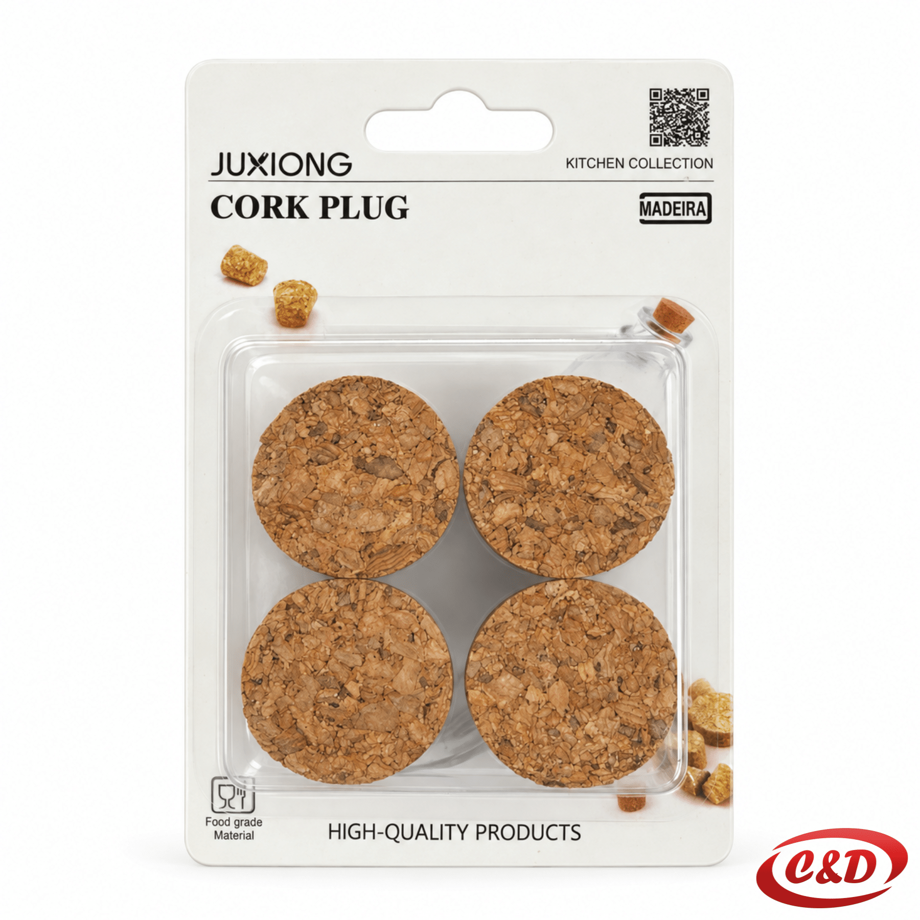 Smeđi pluteni čepovi set 4/1, promjera 3 cm i visine 2,5 cm