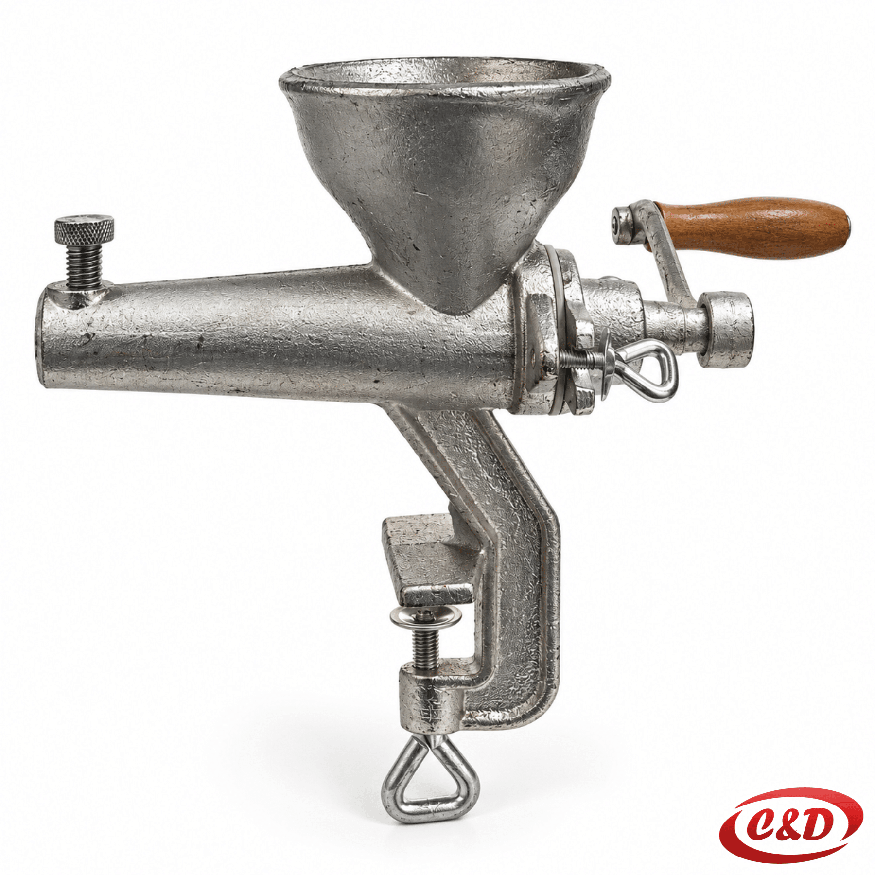 Ručna inox pasirka s drvenom ručkom dimenzija 25 × 23 cm