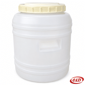 Bijelo PVC bure s podčepom zapremnine 15 litara, visine 30 cm i promjera 22 cm