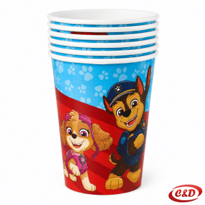 Papirnate čaše s motivom Paw Patrol u crvenoj i plavoj boji, zapremnine 240 ml