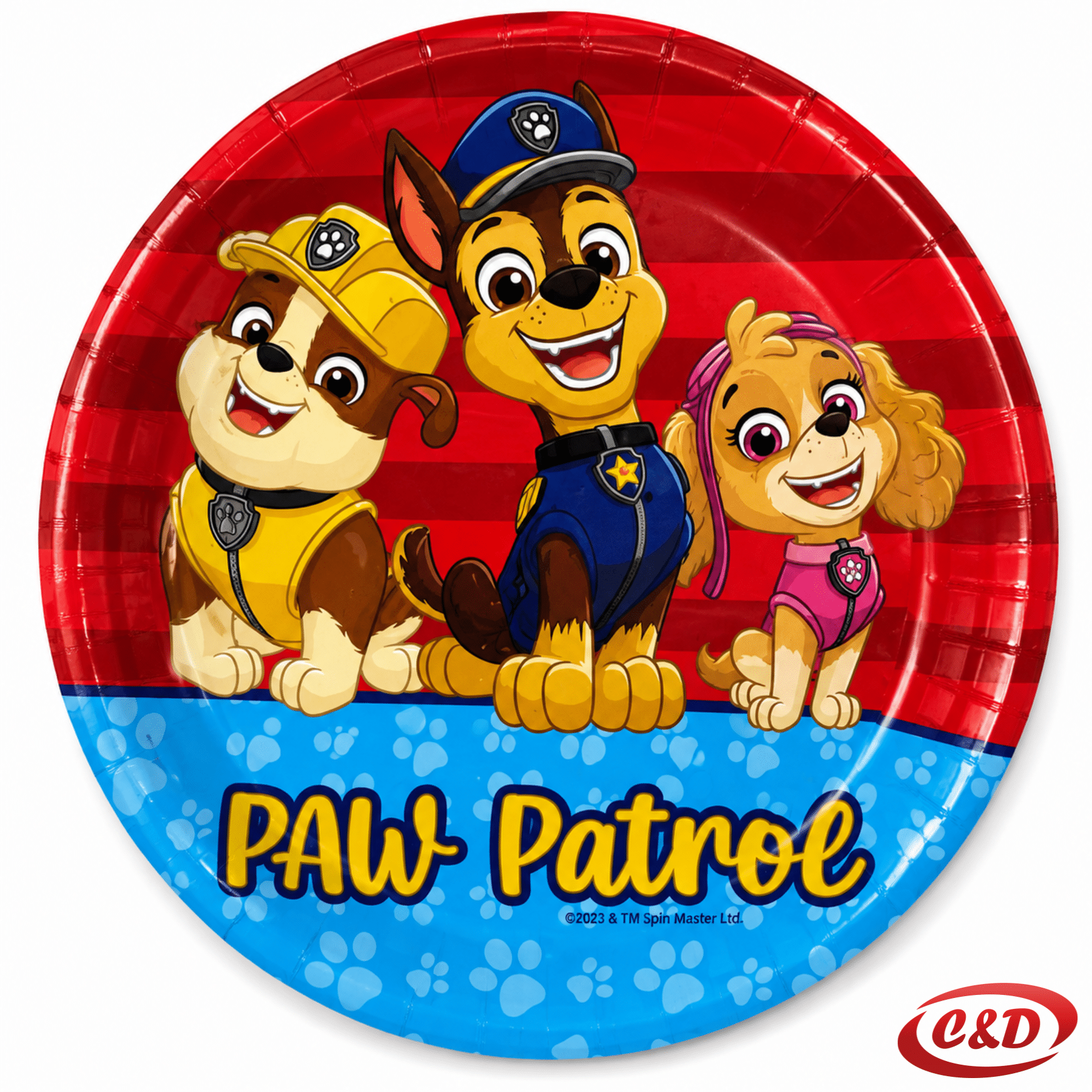 Papirnati tanjuri s motivom Paw Patrol u crvenoj i plavoj boji promjera 18 cm
