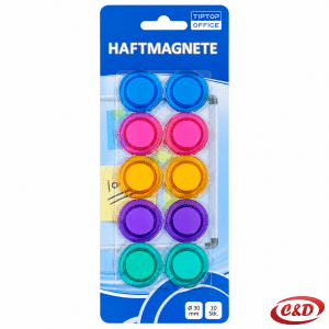 TipTop Office metalni magneti u boji, pakiranje od 10 komada promjera 3 cm