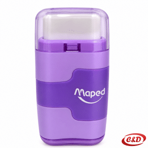 Maped 2u1 oštrilo s gumicom u ljubičastoj i bijeloj boji dimenzija 6 × 3 cm