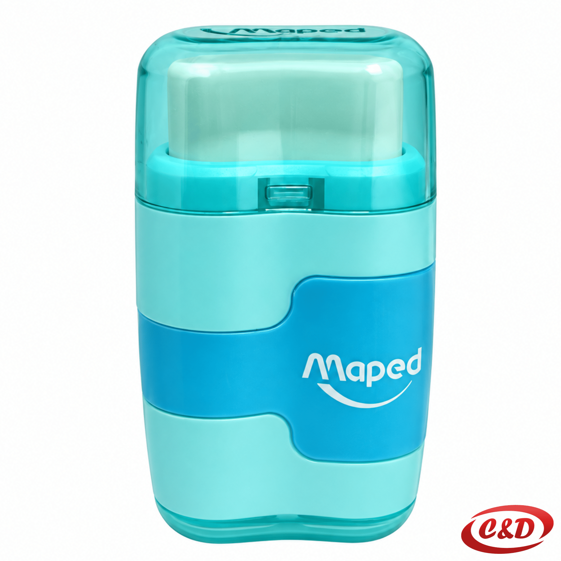 Maped 2u1 oštrilo s gumicom u plavoj i bijeloj boji dimenzija 6 × 3 cm