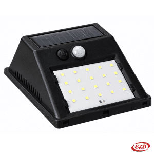 Crna solarna LED zidna lampa s toplim bijelim svjetlom i senzorom pokreta