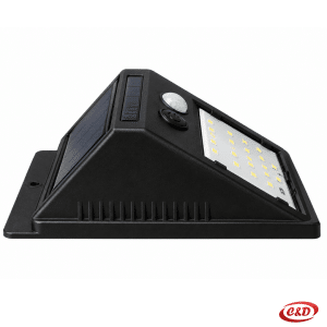 Crna solarna LED zidna lampa s toplim bijelim svjetlom i senzorom pokreta