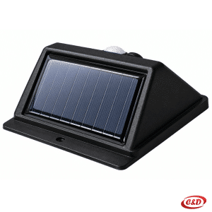 Crna solarna LED zidna lampa s toplim bijelim svjetlom i senzorom pokreta