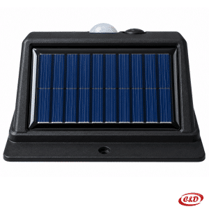 Crna solarna LED zidna lampa s toplim bijelim svjetlom i senzorom pokreta