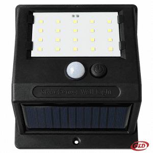 Crna solarna LED zidna lampa s toplim bijelim svjetlom i senzorom pokreta