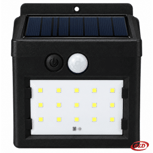 Crna solarna LED zidna lampa s toplim bijelim svjetlom i senzorom pokreta