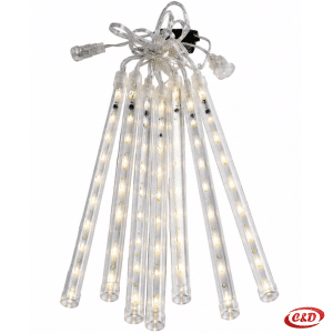 Bijele LED lampice meteori s osam visećih svjetlosnih cijevi