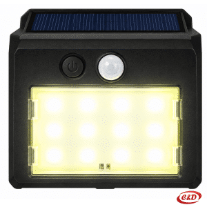 Crna solarna LED zidna lampa s toplim bijelim svjetlom i senzorom pokreta