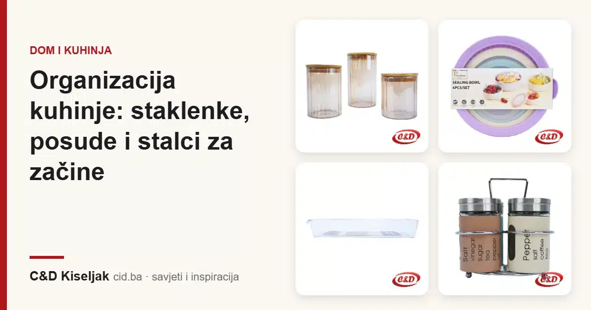 Organizacija kuhinje: staklenke, posude i stalci za začine