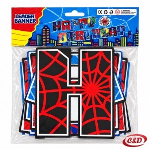 Spiderman Happy Birthday natpis plavo-crvene boje sa zlatnom trakom, 160 cm