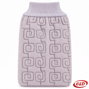Ljubičasta rukavica za tuširanje od pamuka dimenzija 13 × 23 cm