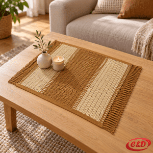 Smeđe-bež pleteni podmetač od jute 45 × 30 cm s resama
