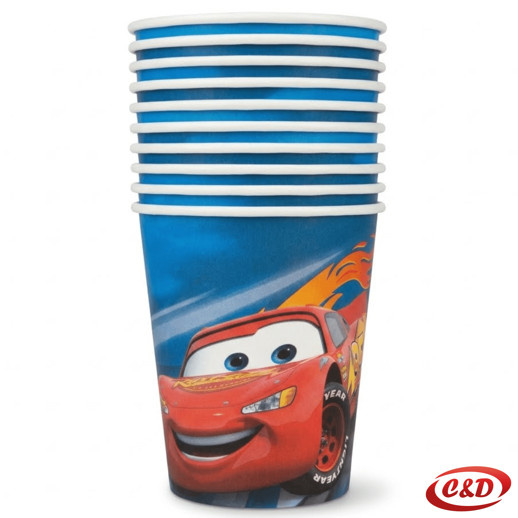 Plavo-crvene papirne čaše Auti 10/1 zapremine 300 ml