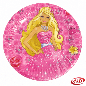 Rozi Barbie papirni tanjuri 10/1 promjera 18 cm