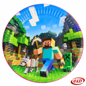 Zeleni i plavi papirni tanjuri Minecraft 10/1 promjera 18 cm